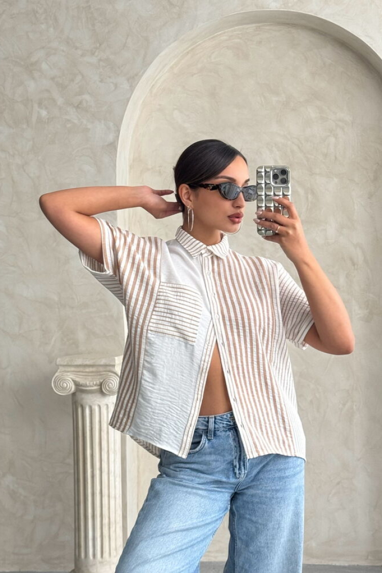 Striped Wholesale Shirt WithFragment - Producer: Topshow - Wholesale Women Clothes - TheBS Women