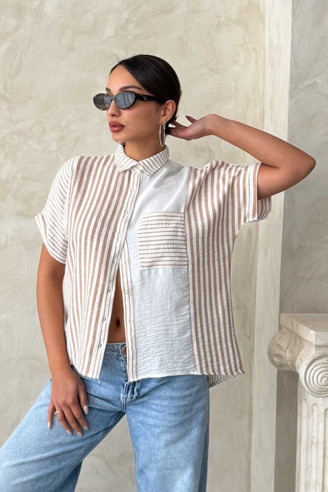 Striped Wholesale Shirt WithFragment - Producer: Topshow - Wholesale Women Clothes - TheBS Women
