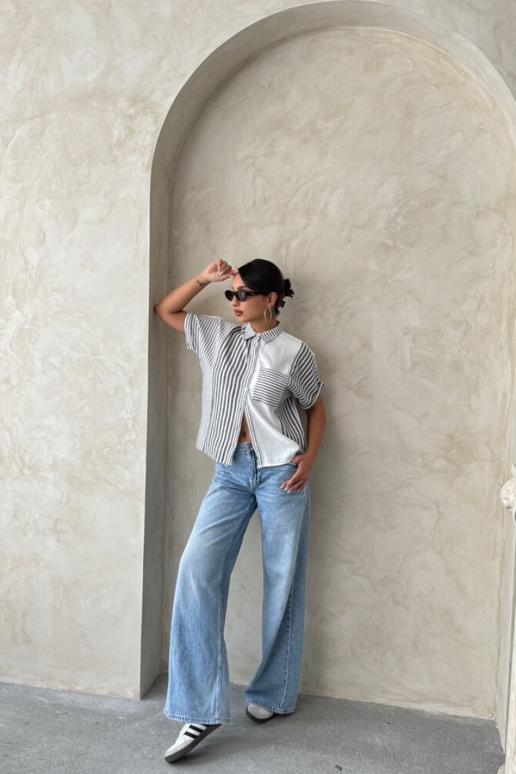 Piece Striped Wholesale Shirt - Producer: Topshow - Wholesale Women Clothes - TheBS Women