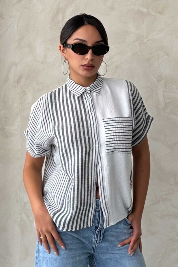 Piece Striped Wholesale Shirt - Producer: Topshow - Wholesale Women Clothes - TheBS Women