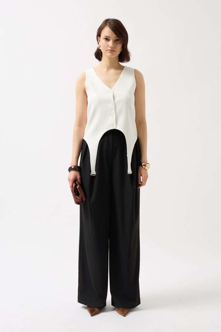 Belt Detail V-Neck Vest - Producer: Black Fashion - Wholesale Women Clothes - TheBS Women