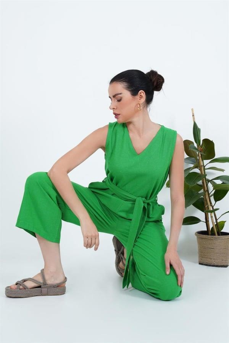 WholesaleJumpsuit With Back Zipper Waist Belt - Producer: Lustrin - Wholesale Women Clothes - TheBS Women
