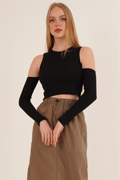 Shoulder Detailed Crew Neck Wholesale Blouse - Producer: Lustrin - Wholesale Women Clothes - TheBS Women