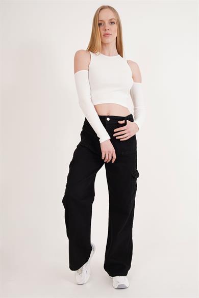 Shoulder Detailed Crew Neck Wholesale Blouse - Producer: Lustrin - Wholesale Women Clothes - TheBS Women
