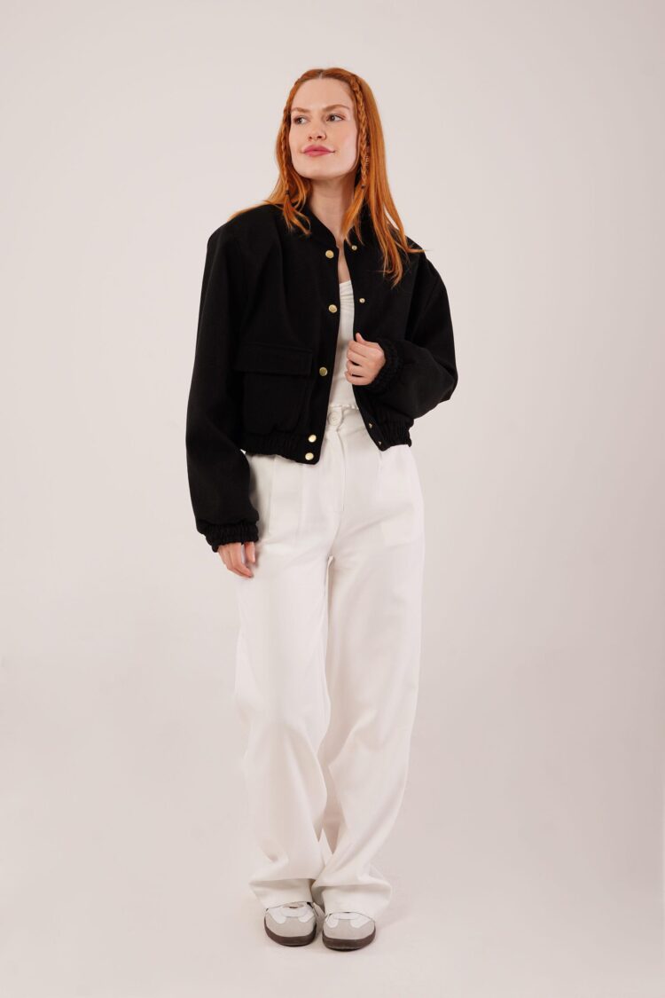 Gold Buttoned Cashmere WholesaleBomber Jacket - Producer: Lustrin - Wholesale Women Clothes - TheBS Women