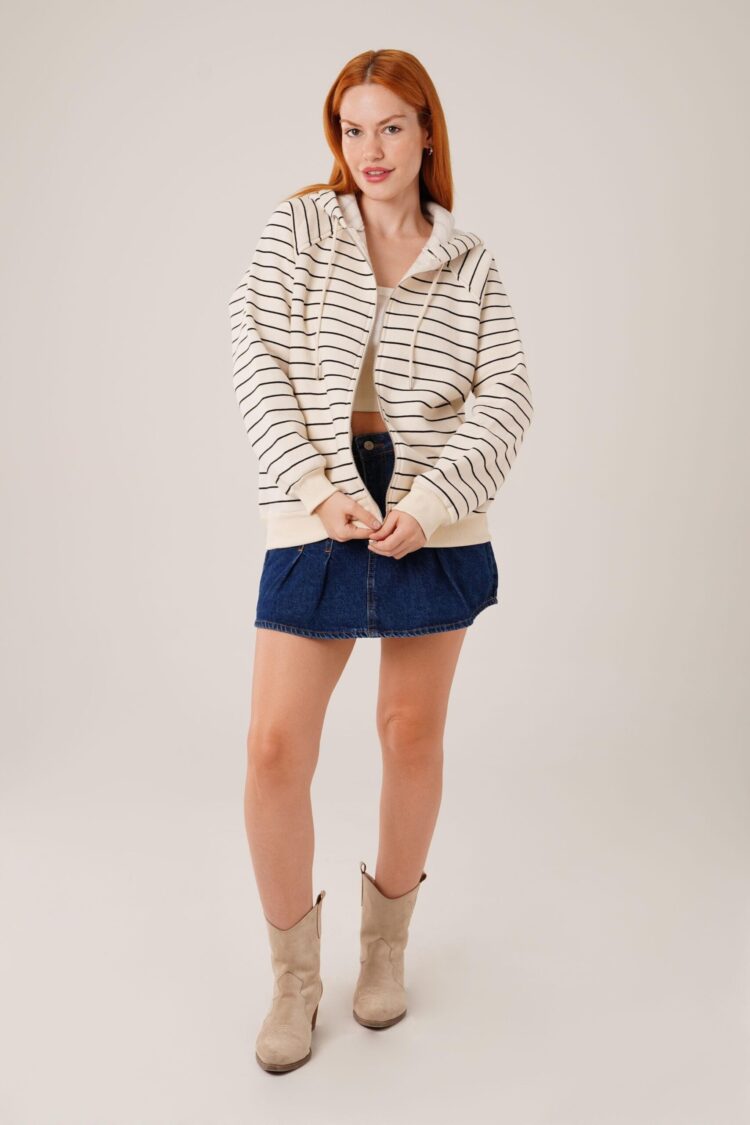 Wholesale Stone Cardigan With Hooded Zipper Stripes - Producer: Lustrin - Wholesale Women Clothes - TheBS Women
