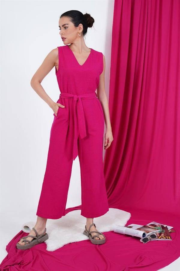 WholesaleJumpsuit With Back Zipper Waist Belt - Producer: Lustrin - Wholesale Women Clothes - TheBS Women