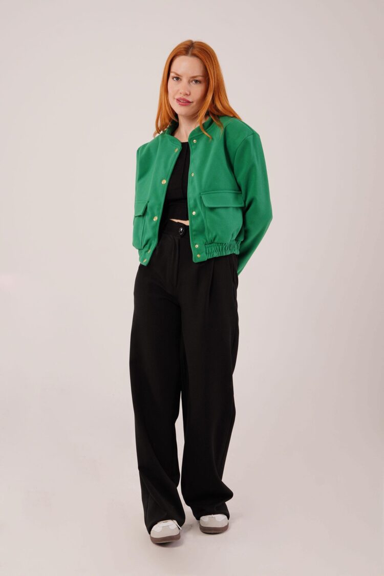 Gold Buttoned Cashmere WholesaleBomber Jacket - Producer: Lustrin - Wholesale Women Clothes - TheBS Women
