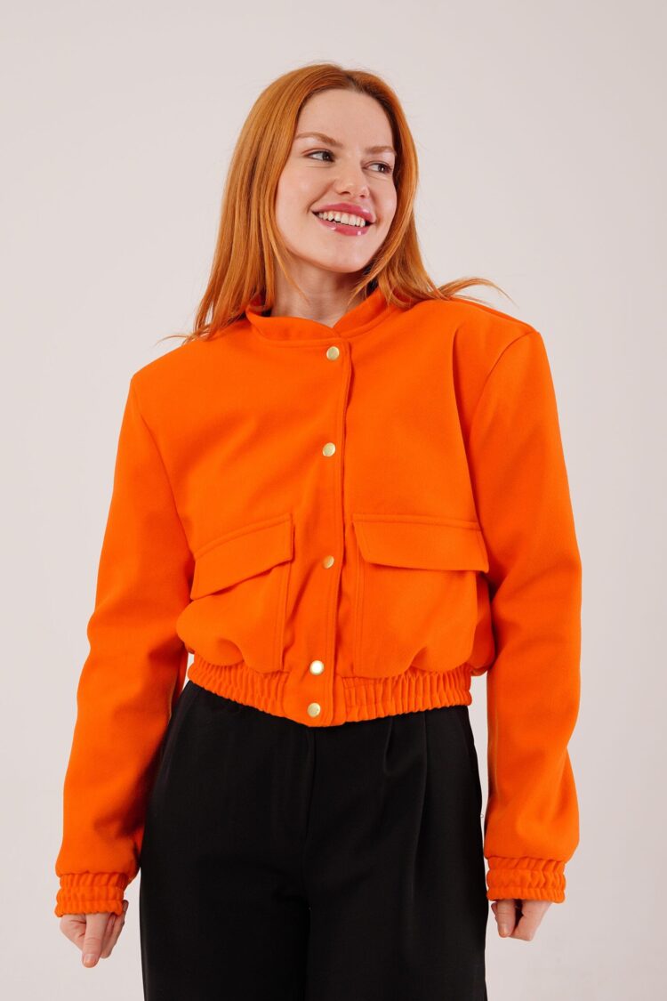 Gold Buttoned Cashmere Bomber Jacket - Producer: Lustrin - Wholesale Women Clothes - TheBS Women