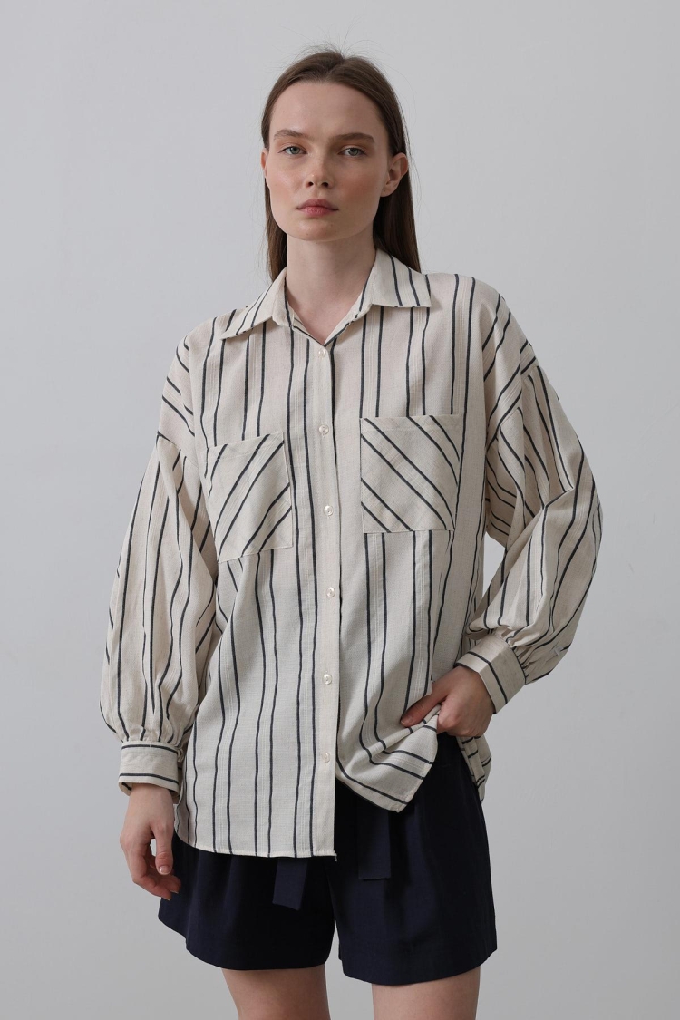 Shirt - - -navy - Producer: Reyon - Wholesale Women Clothes - TheBS Women
