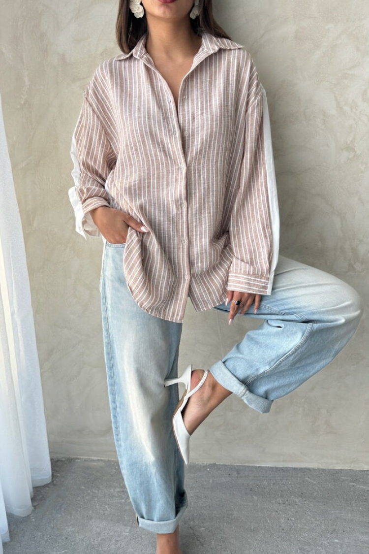 Striped Linen Shirt - Multicolor - Producer: Topshow - Wholesale Women Clothes - TheBS Women