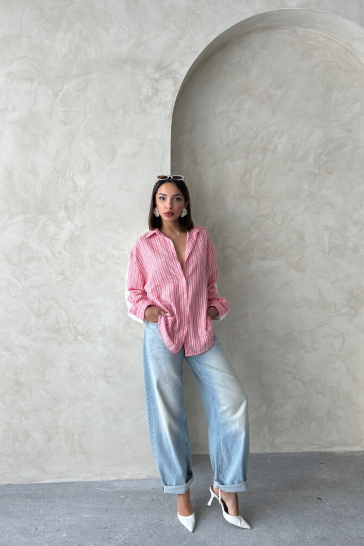 Striped Linen Shirt - Multicolor - Producer: Topshow - Wholesale Women Clothes - TheBS Women