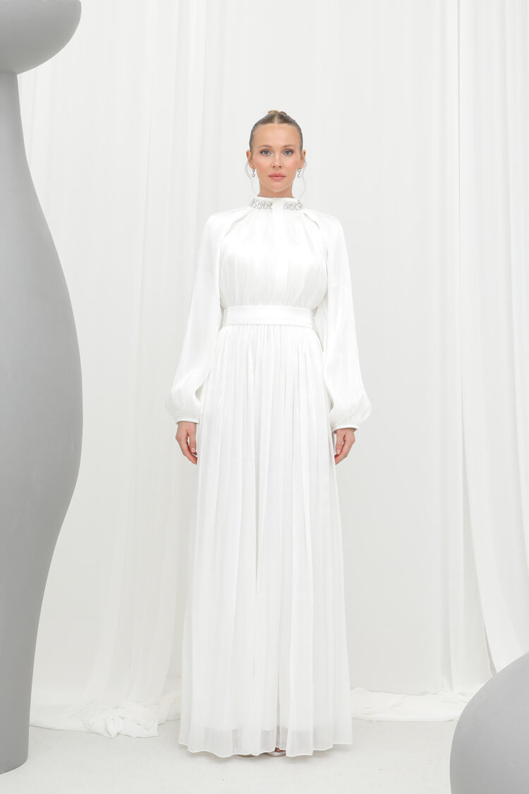 Women's Stone Detailed Chiffon Evening Dress - Producer: Puane - Wholesale Women Clothes - TheBS Women