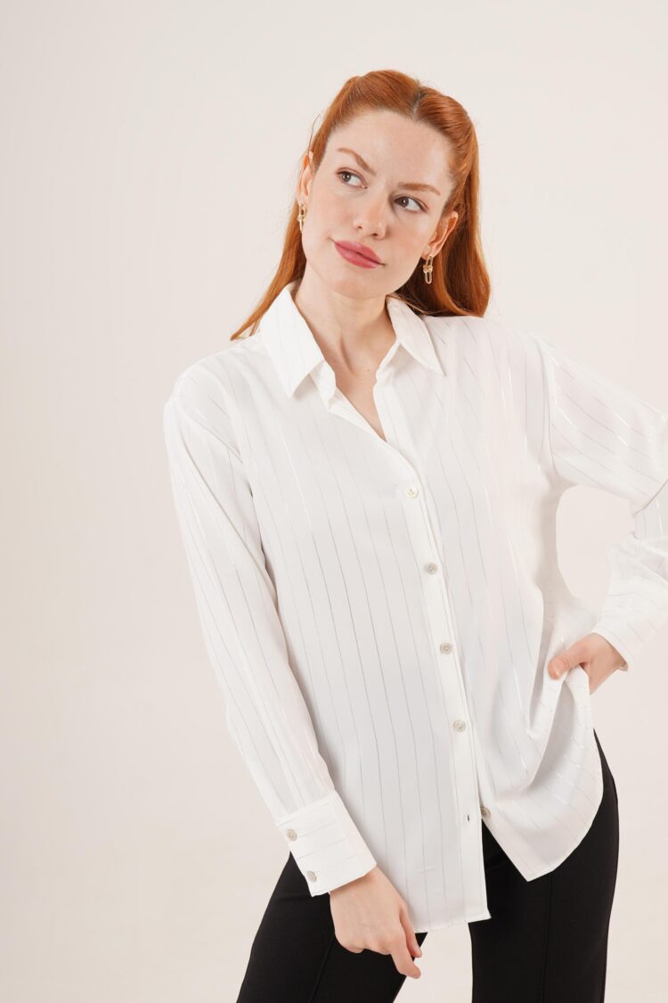 Silver Striped ButtonedWholesale Shirt - Producer: Lustrin - Wholesale Women Clothes - TheBS Women
