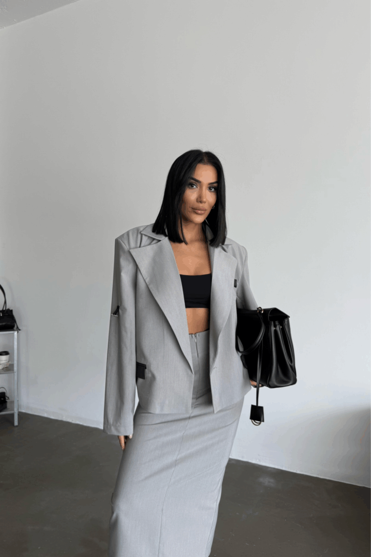 Crop Jacket Skirt Set - Producer: Ello - Wholesale Women Clothes - TheBS Women