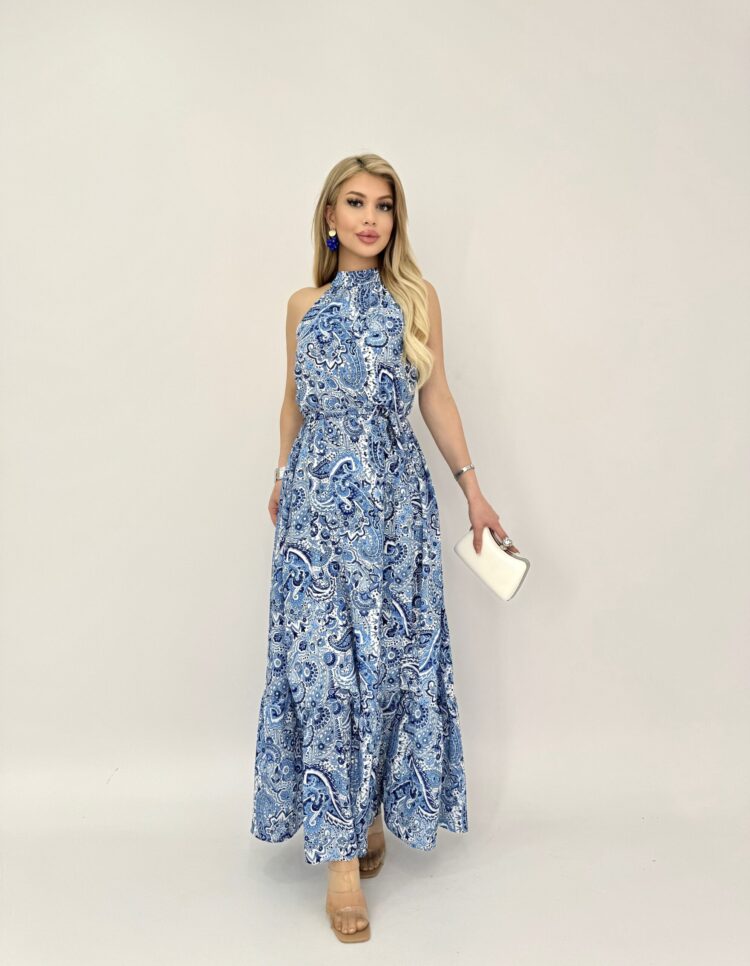 Printed Sleeveless Belted Wide Dress - Producer: Miss Janell - Wholesale Women Clothes - TheBS Women
