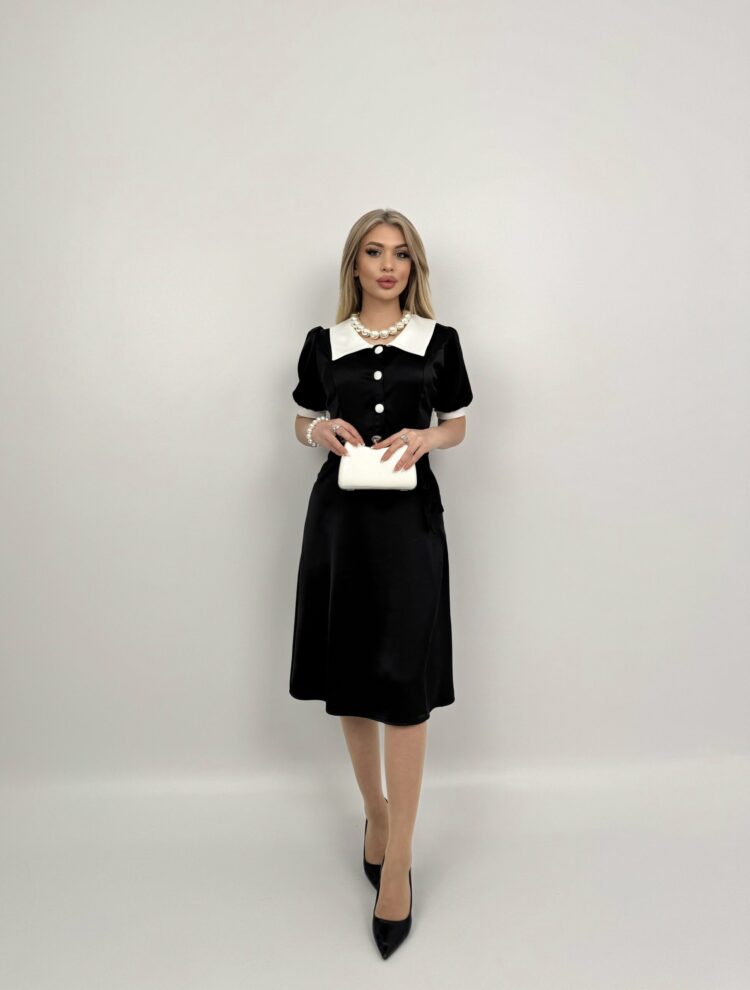 V Neck Garni Button Dress With Drawstring Belt - Producer: Miss Janell - Wholesale Women Clothes - TheBS Women