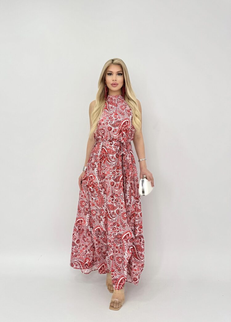 Printed Sleeveless Belted Wide Dress - Producer: Miss Janell - Wholesale Women Clothes - TheBS Women