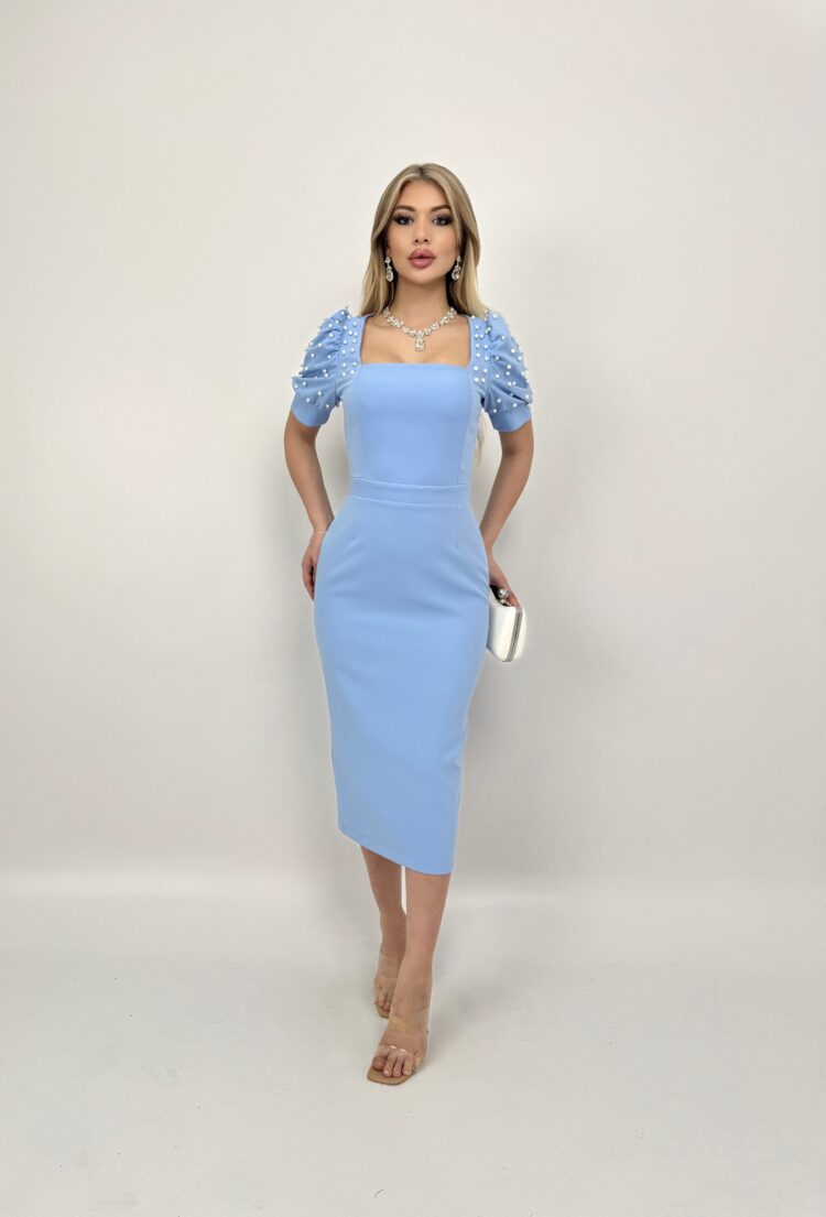 Pearl Striped Watermelon Sleeve Midi Dress - Producer: Miss Janell - Wholesale Women Clothes - TheBS Women