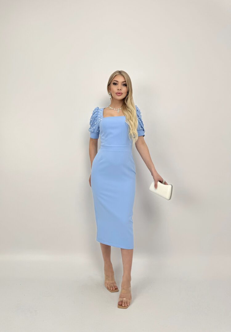 Pearl Striped Watermelon Sleeve Midi Dress - Producer: Miss Janell - Wholesale Women Clothes - TheBS Women