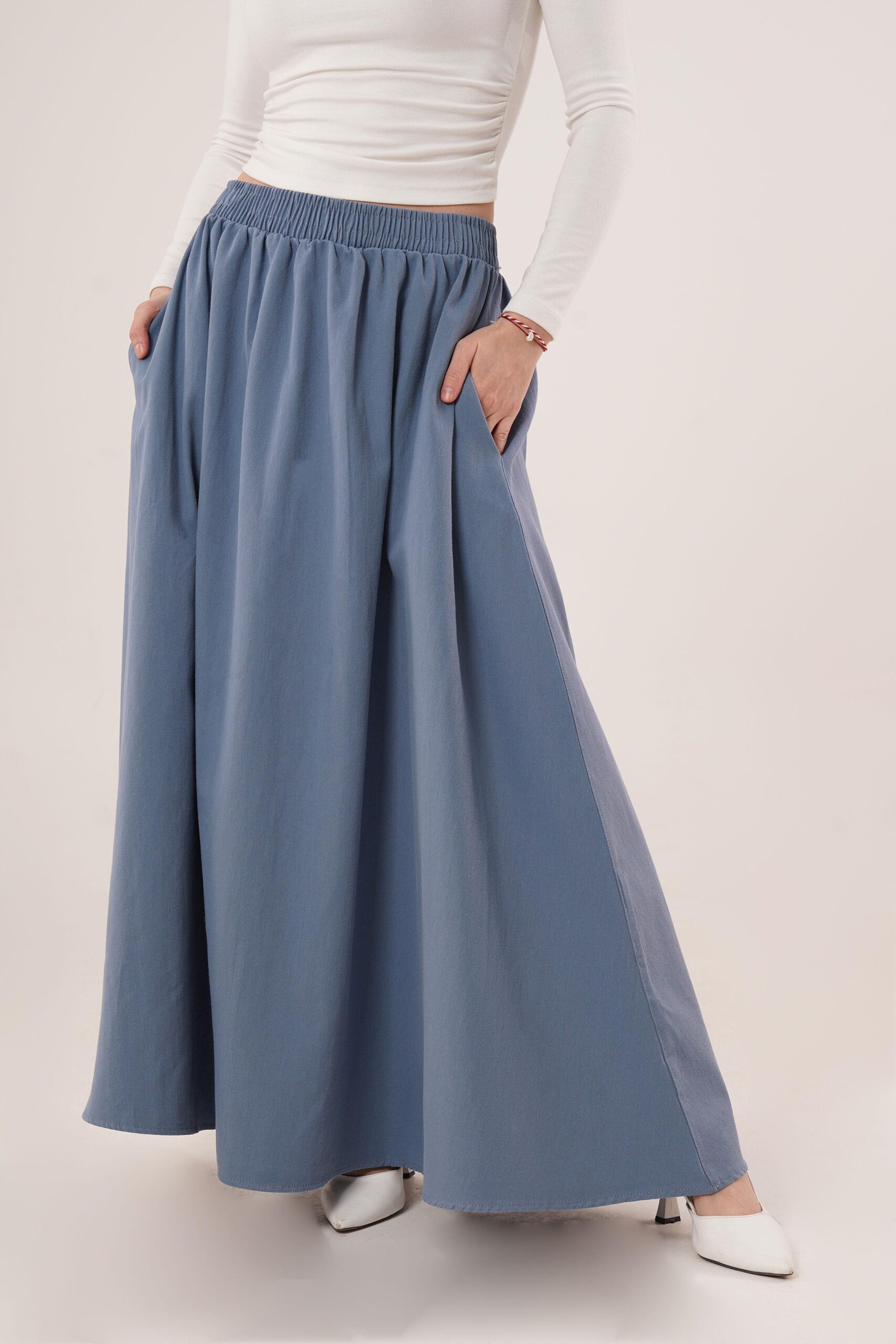 Elastic Waist Pocket Detailed LongWholesale Skirt - Producer: Lustrin - Wholesale Women Clothes - TheBS Women