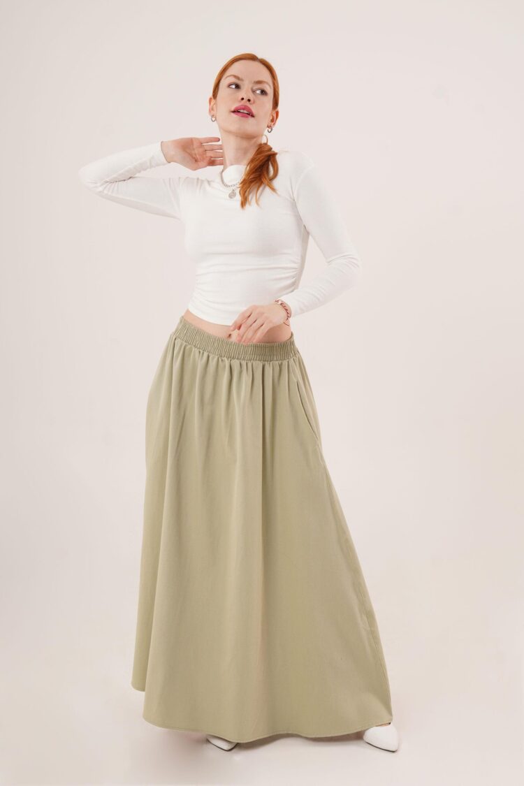 Elastic Waist Pocket Detailed LongWholesale Skirt - Producer: Lustrin - Wholesale Women Clothes - TheBS Women