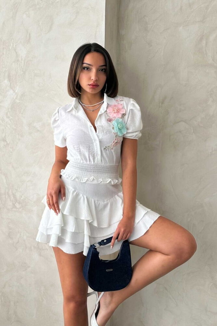 Chest Floral Linen Shirt - Producer: Topshow - Wholesale Women Clothes - TheBS Women