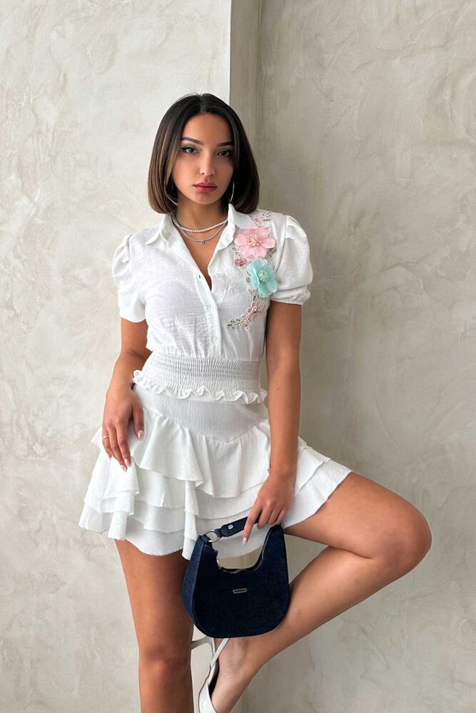Chest Floral Linen Shirt - Producer: Topshow - Wholesale Women Clothes - TheBS Women