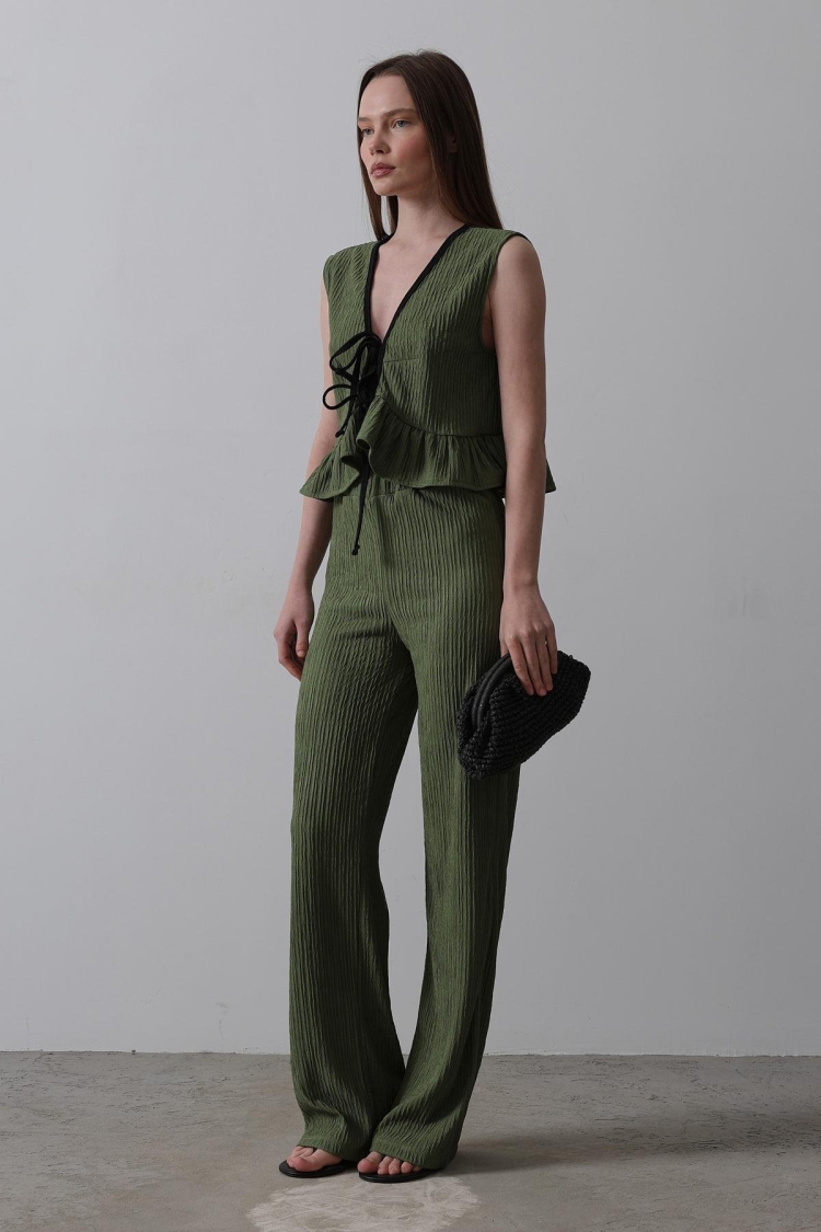 Front Tie Flounder Knitted Suit - Dark - Producer: Reyon - Wholesale Women Clothes - TheBS Women