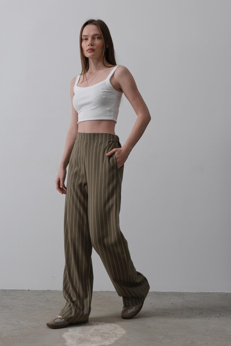 Half-Elastic Waist Palazzo Pants - Producer: Reyon - Wholesale Women Clothes - TheBS Women