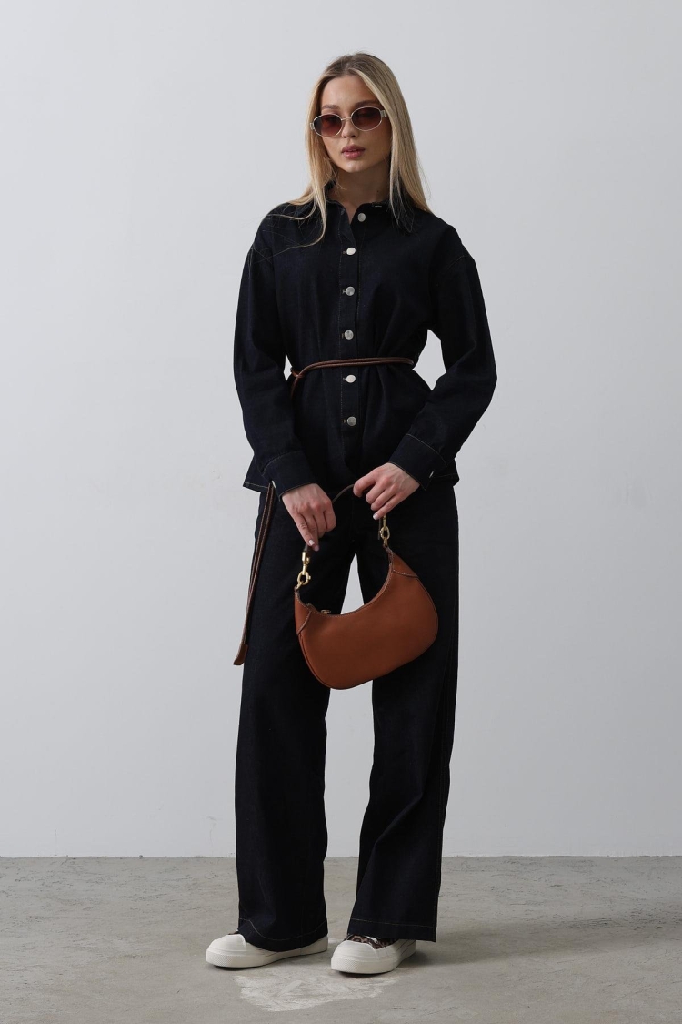 Denim Suit With Belt - Blue - Producer: Reyon - Wholesale Women Clothes - TheBS Women