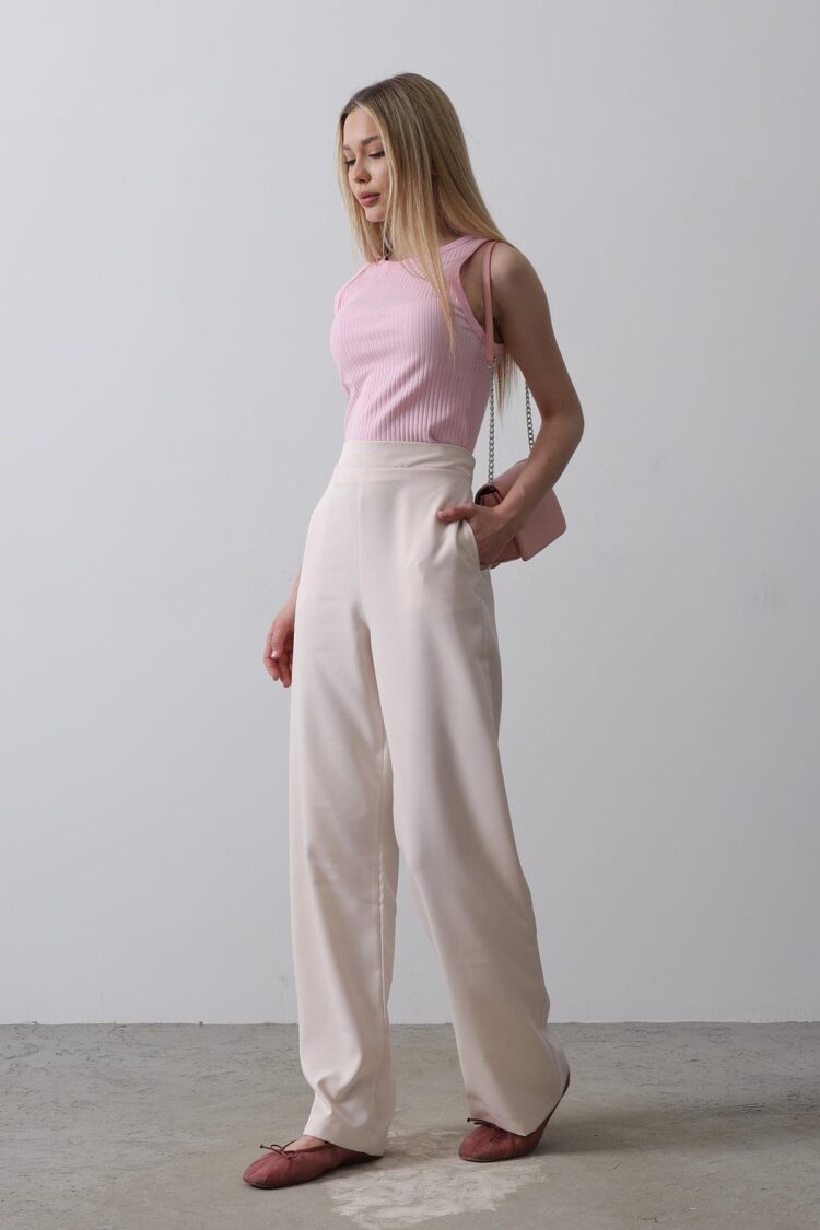 Half-Elastic Waist Palazzo Pants - Producer: Reyon - Wholesale Women Clothes - TheBS Women