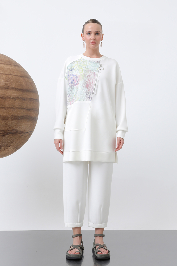 Front Jacquard Zipper Detailed Trouser Set - Producer: Puane - Wholesale Women Clothes - TheBS Women