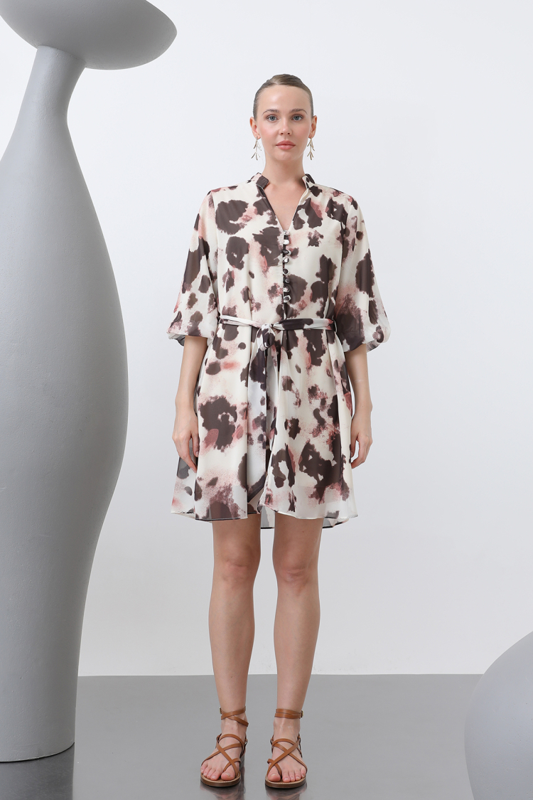 Patterned Short Dress - Multicolor - Brand: SOUL - Women & Kids, Baby Clothes Wholesale - TheBS Women