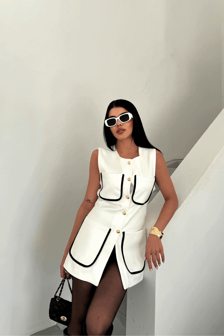 Large Pocket Biye Detailed Vest - Producer: Ello - Wholesale Women Clothes - TheBS Women