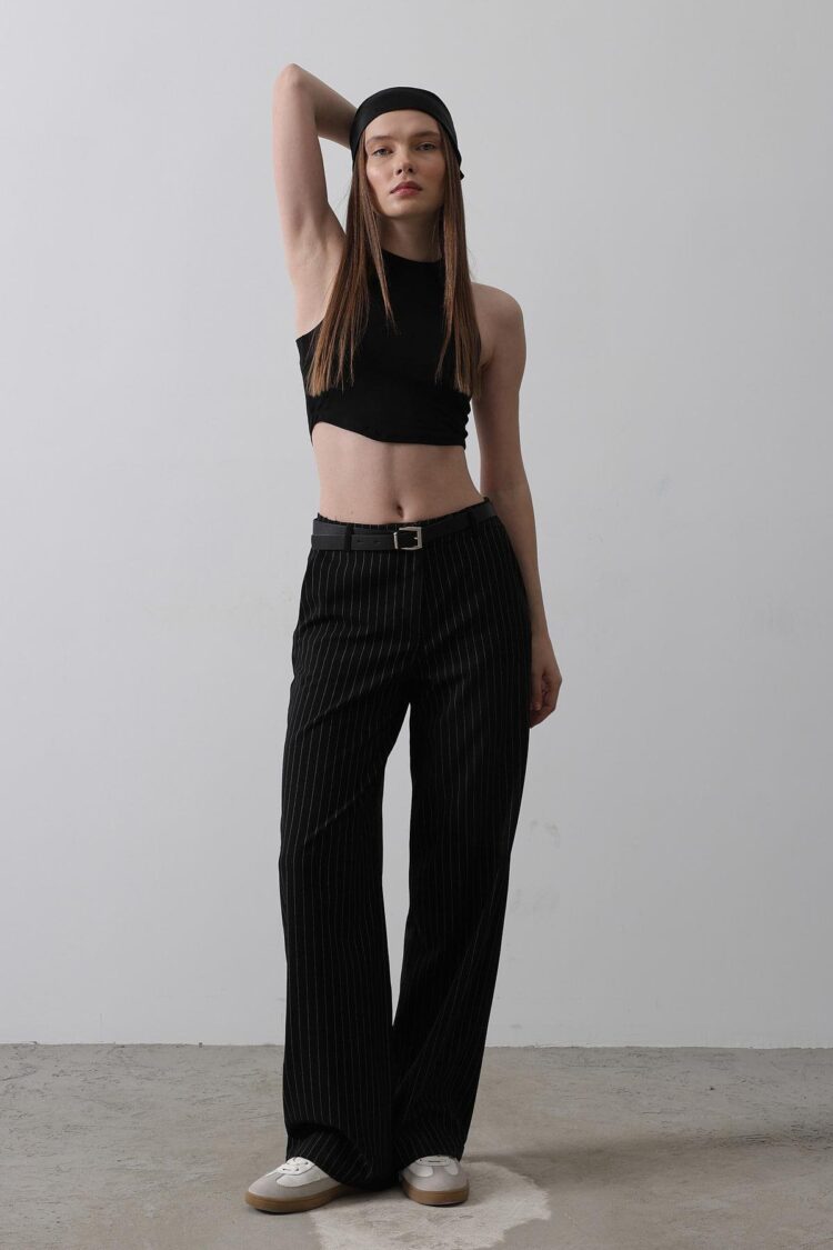 Palazzo Pants With Belt -And White - Producer: Reyon - Wholesale Women Clothes - TheBS Women