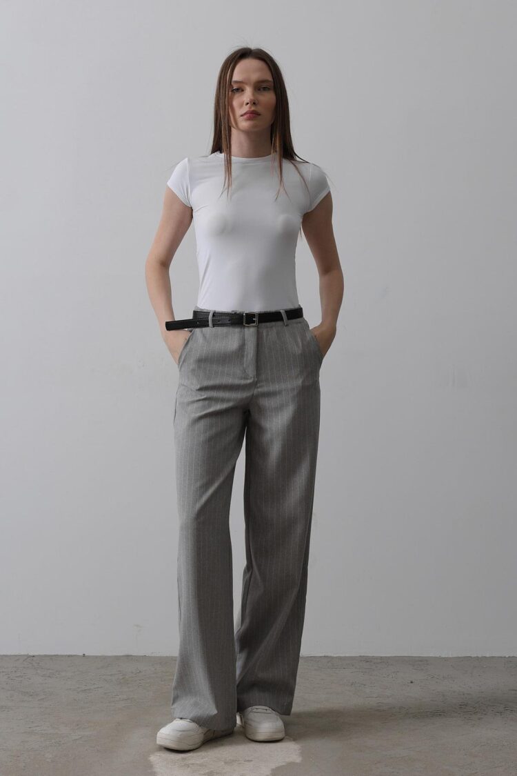 Palazzo Pants With Belt - -white - Producer: Reyon - Wholesale Women Clothes - TheBS Women