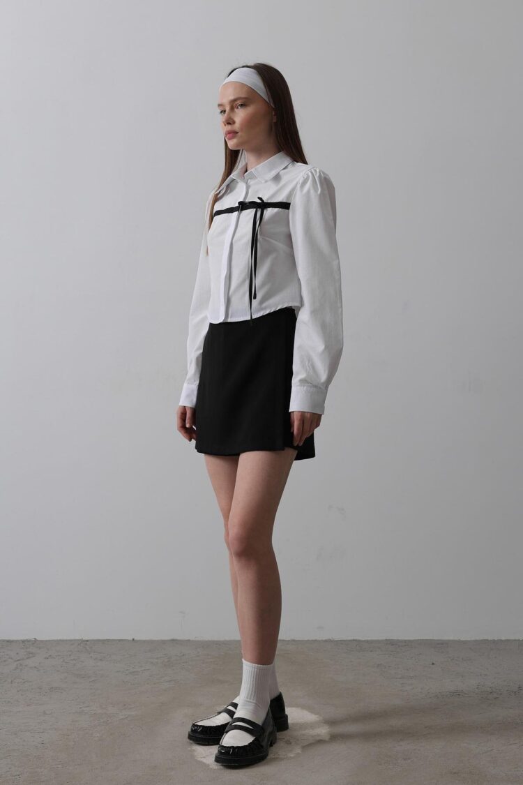 Front Contrast Bow Shirt - Producer: Reyon - Wholesale Women Clothes - TheBS Women