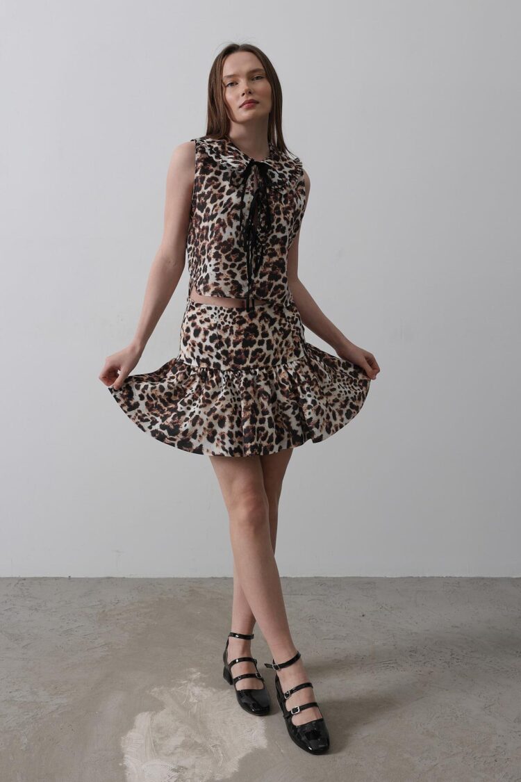 Leopard Print Mini Skirt - Multicolor - Producer: Reyon - Wholesale Women Clothes - TheBS Women