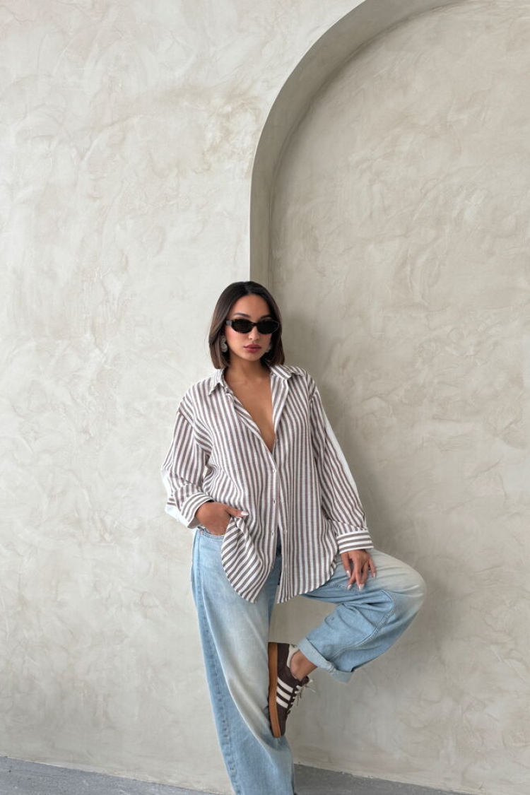 Striped Linen Shirt - Producer: Topshow - Wholesale Women Clothes - TheBS Women