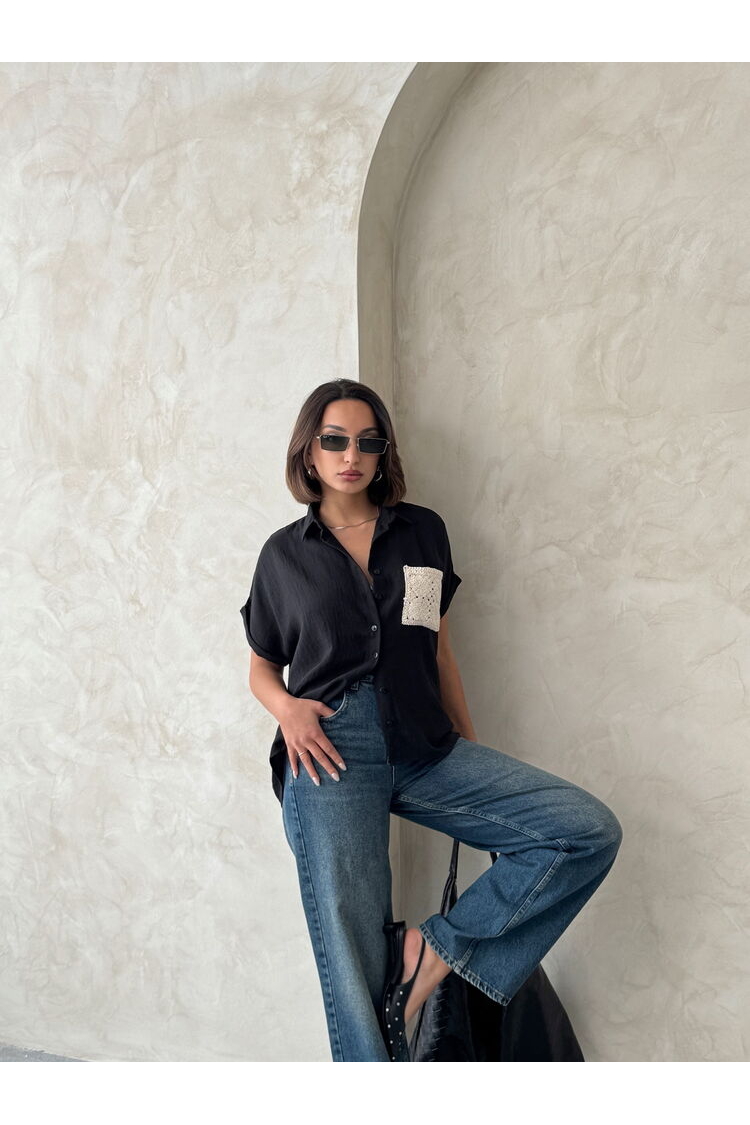 Linen Raw Pocket Applique Pocket Linen Wholesale Shirt - Brand: Topshow - Women & Kids, Baby Clothes Wholesale - TheBS Women