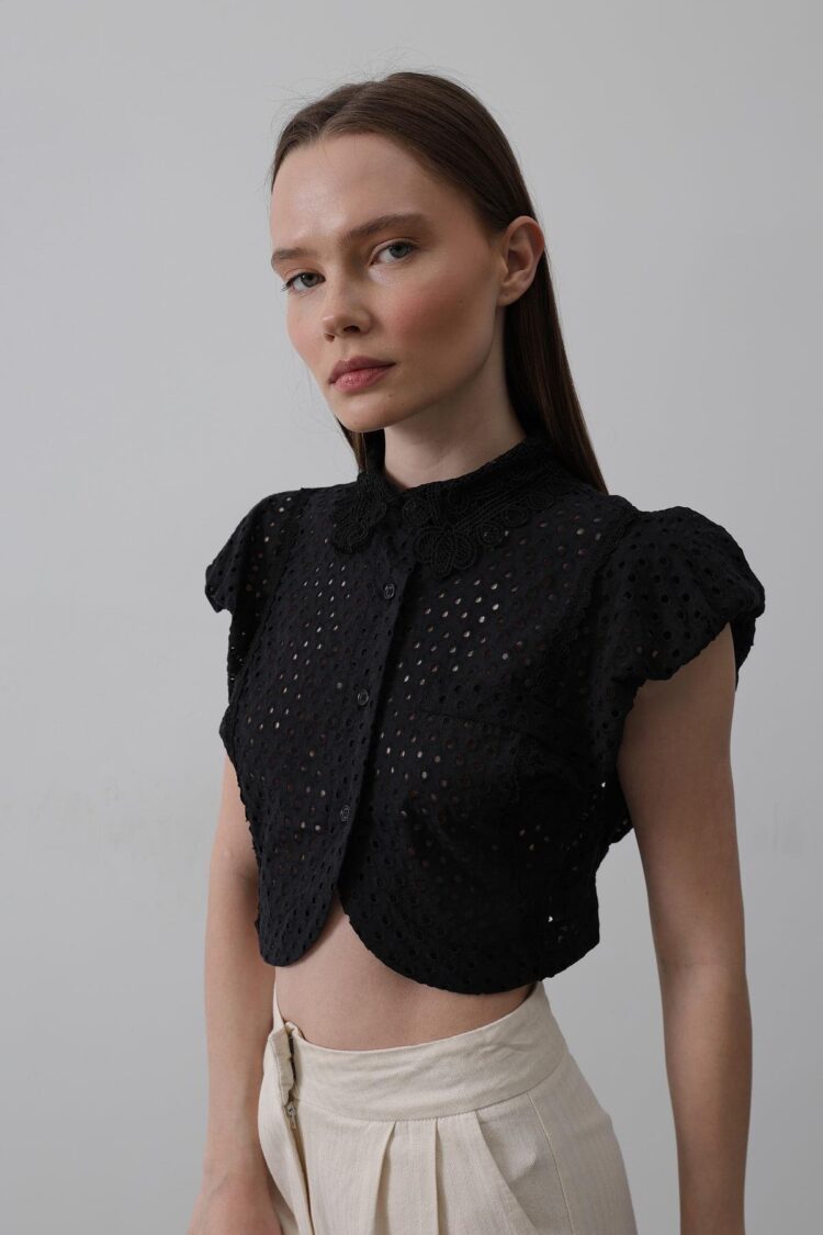 Lace Collar Wadded Blouse - Producer: Reyon - Wholesale Women Clothes - TheBS Women