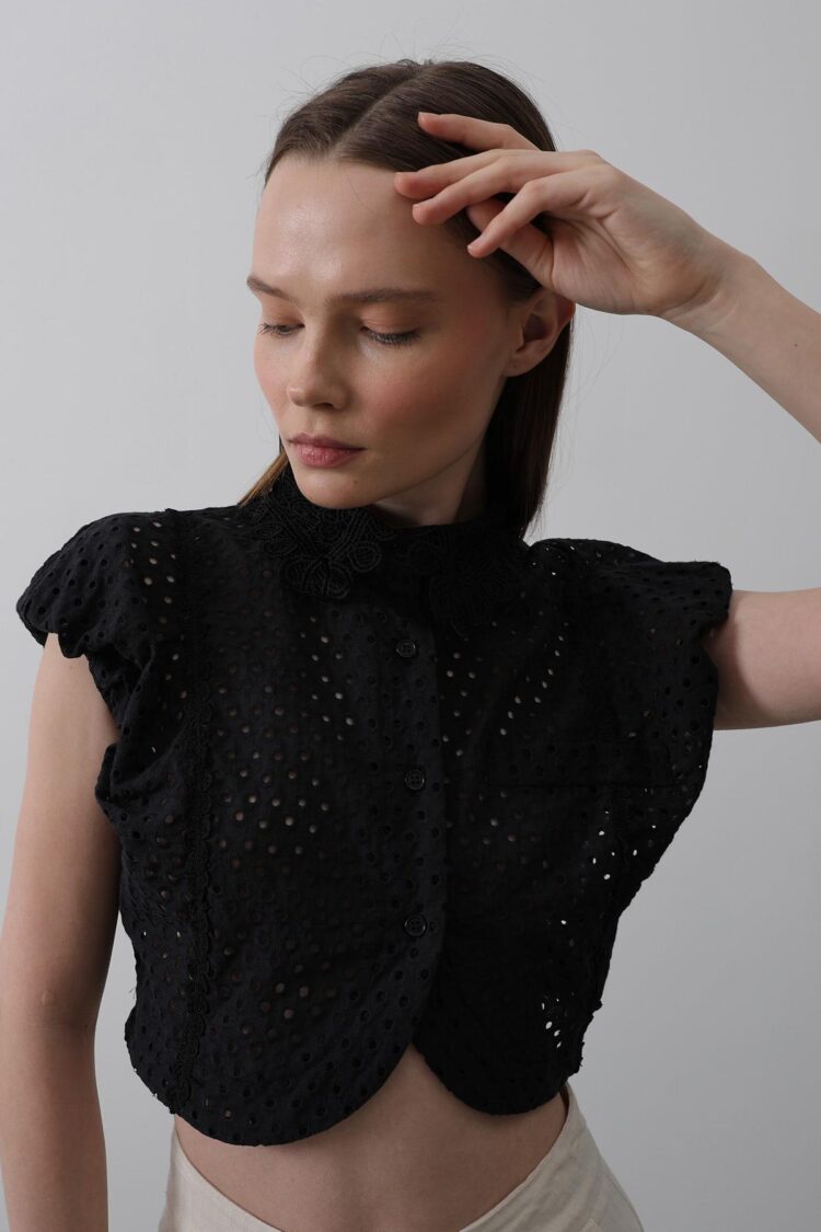 Lace Collar Wadded Blouse - Producer: Reyon - Wholesale Women Clothes - TheBS Women