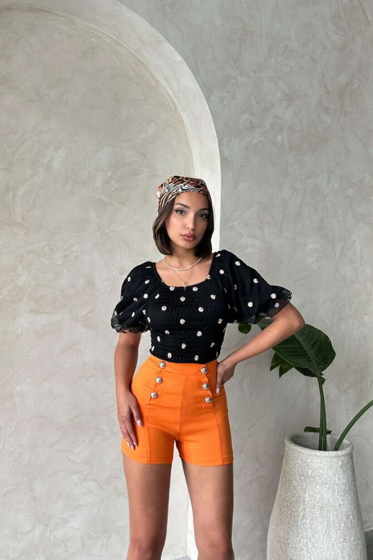 Gipe Detailed Patterned Chiffon Wholesale Blouse - Producer: Topshow - Wholesale Women Clothes - TheBS Women