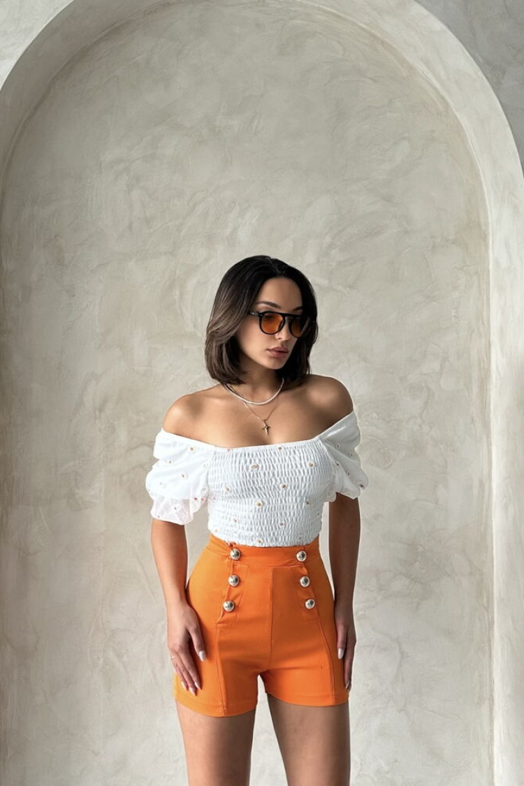 Gipe Detailed Patterned Chiffon Wholesale Blouse - Producer: Topshow - Wholesale Women Clothes - TheBS Women