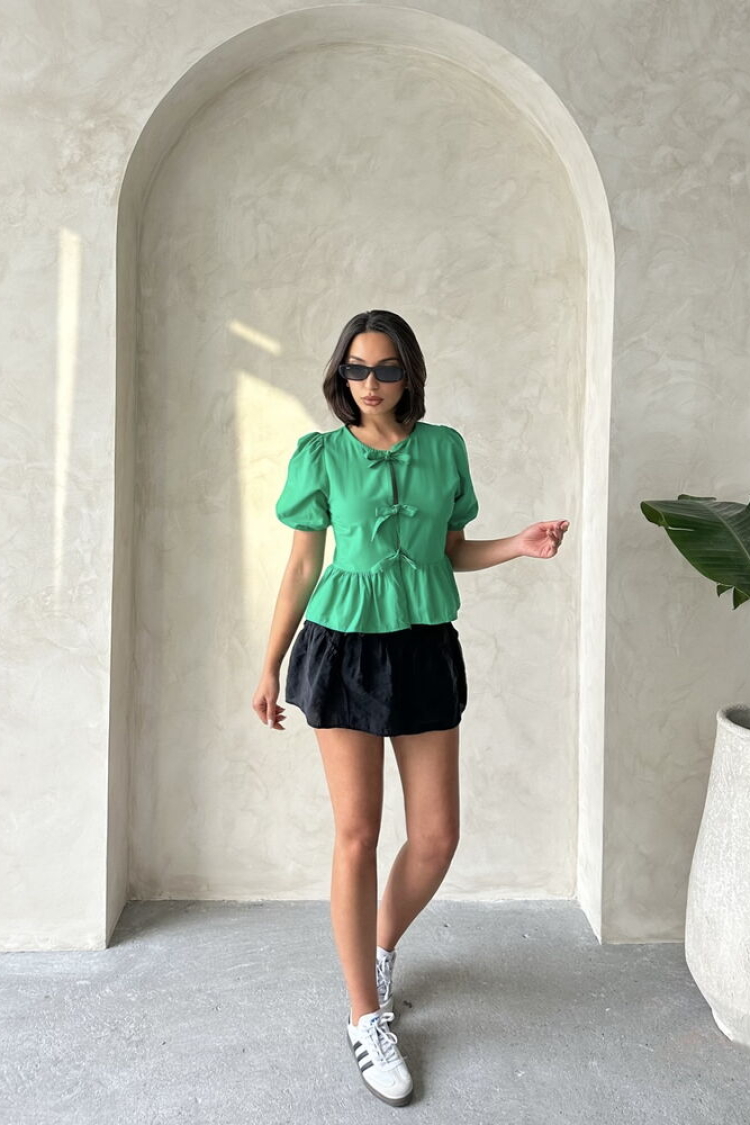 Front Tie Poplin Wholesale Blouse - Producer: Topshow - Wholesale Women Clothes - TheBS Women