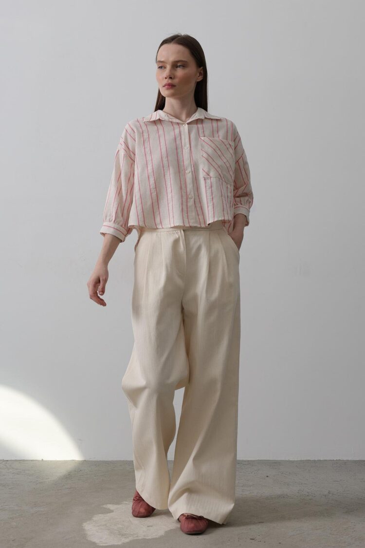 Double Pleated Palazzo Pants - Beige - Producer: Reyon - Wholesale Women Clothes - TheBS Women