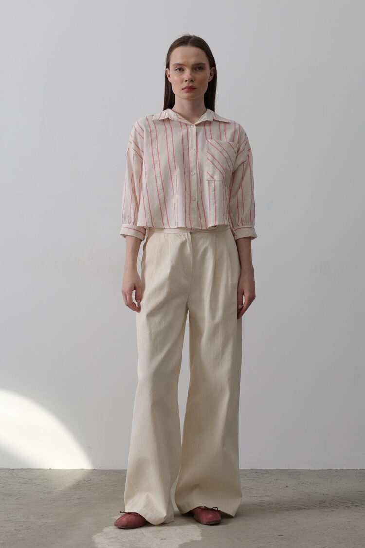 Double Pleated Palazzo Pants - Beige - Producer: Reyon - Wholesale Women Clothes - TheBS Women