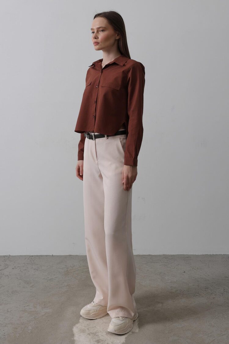 Belted Palazzo Pants - Powder - Producer: Reyon - Wholesale Women Clothes - TheBS Women