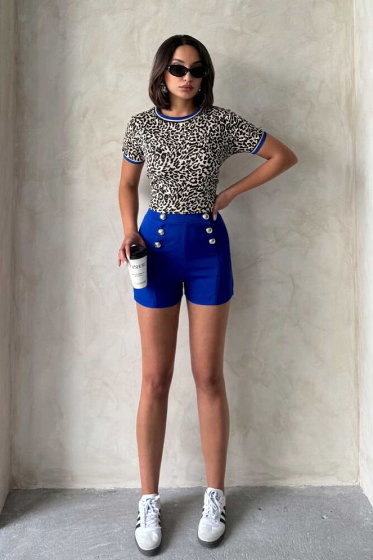 Saks Ornament Buttoned Wholesale Shorts - Producer: Topshow - Wholesale Women Clothes - TheBS Women